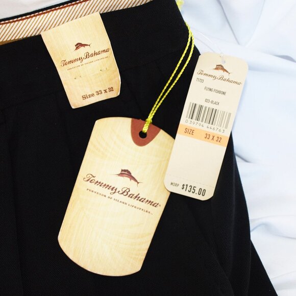 Tommy Bahama NWT “Flying Fishbone” Silk Pants Silk – Black - 33 - Picture 3 of 5